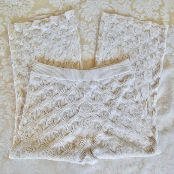 Rachel Comey Cream Cable Knit Wide Leg Palazzo Pants L - Picture 6 of 9
